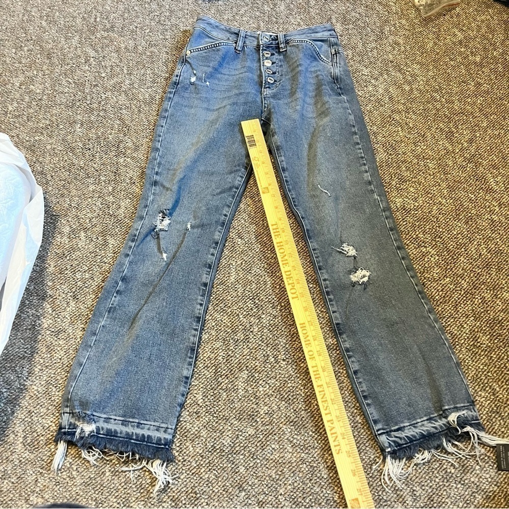 We The Free People Dylan Cropped Distressed Raw Hem Jeans Size 25 D - Picture 6 of 6